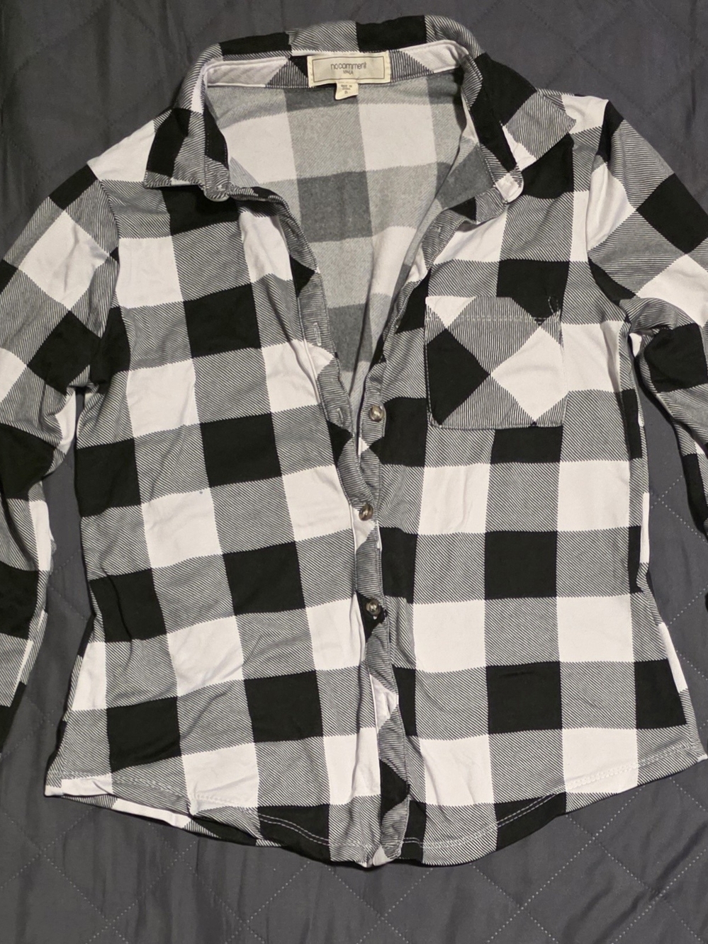 No Comment Kids Black & White Buffalo Plaid Button-Up Shirt
